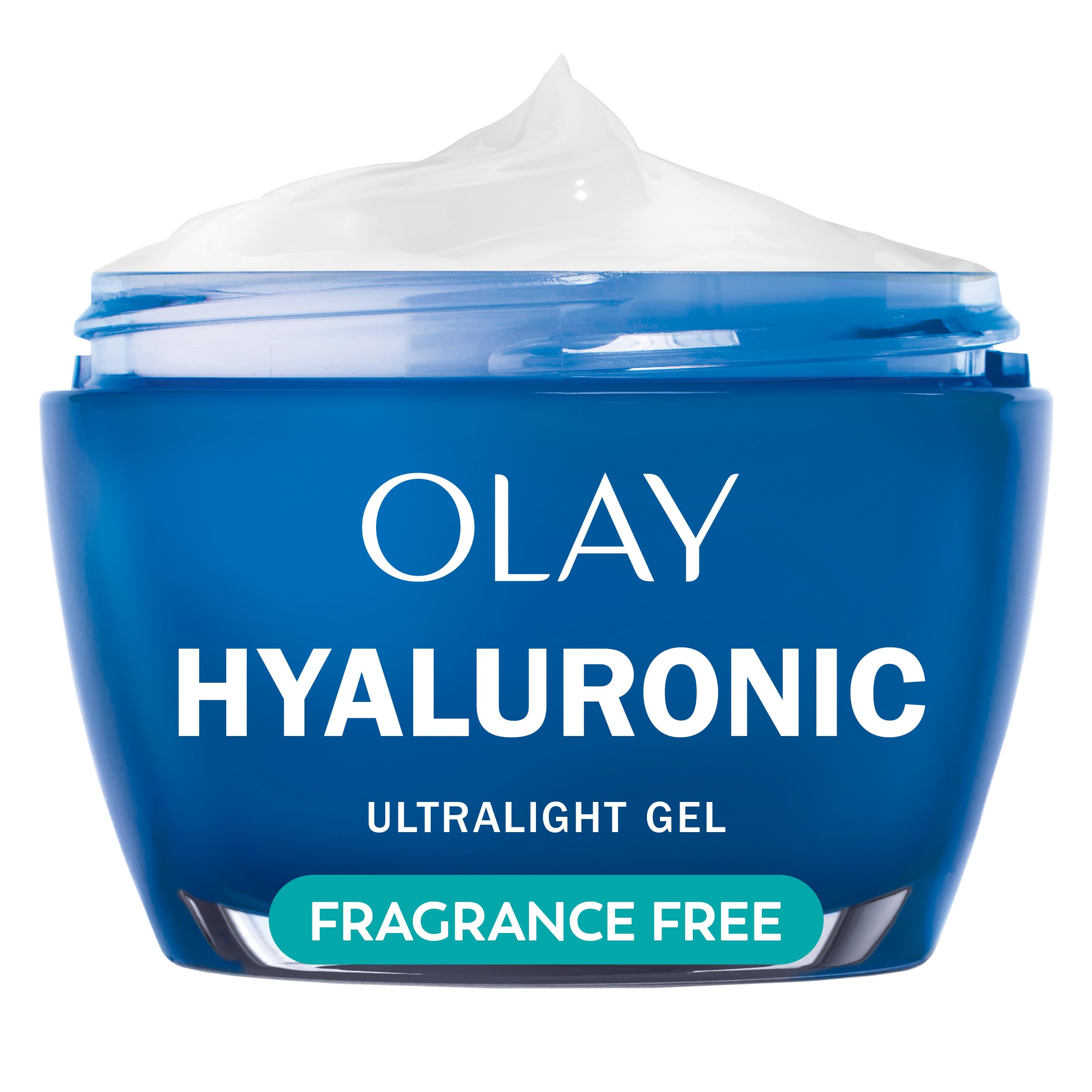 Olay Regenerist Hyaluronic Acid Gel bottle pump delivers fast, lasting hydration for dry skin.