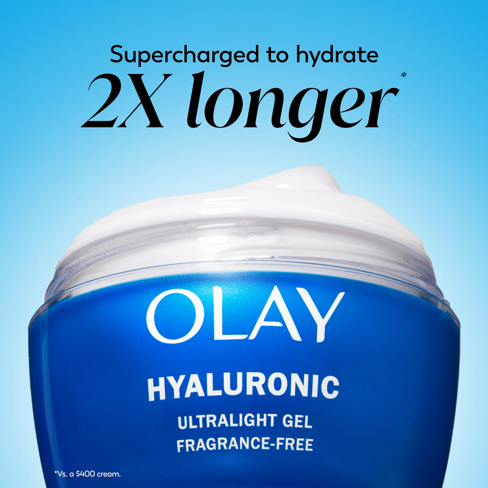 Olay Regenerist Hyaluronic Acid Gel fragrance-free label highlights clean, fragrance-free formula.