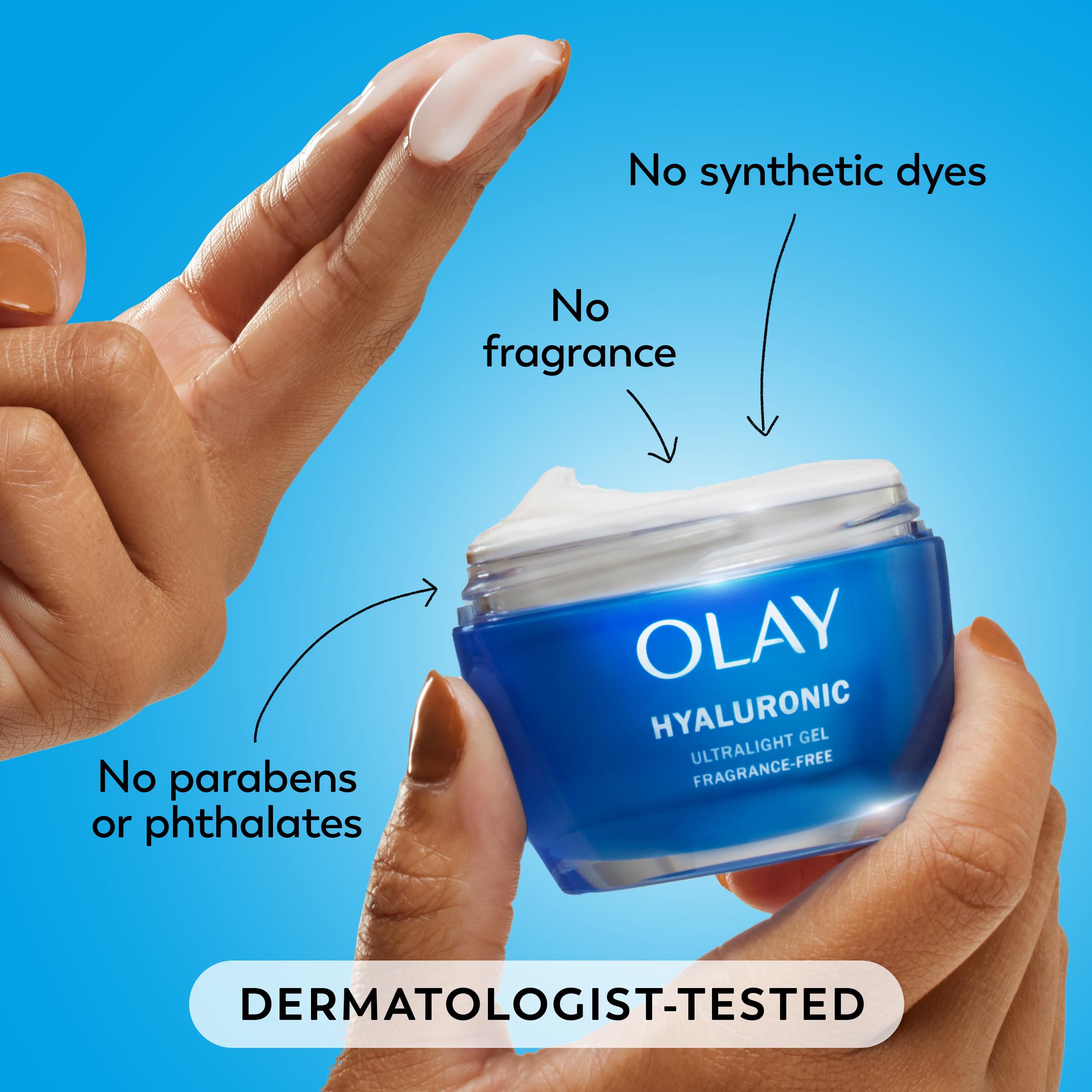 Olay Regenerist Hyaluronic and Peptide 24 ingredients label with hyaluronic acid.