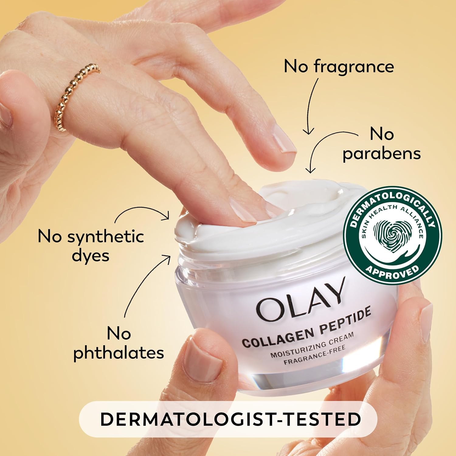 Olay Regenerist Peptide de Collagène 24, texture non grasse et absorption rapide.
