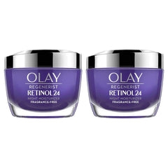 Olay Regenerist Retinol 24 Night Cream duo jars for overnight hydration and brightness