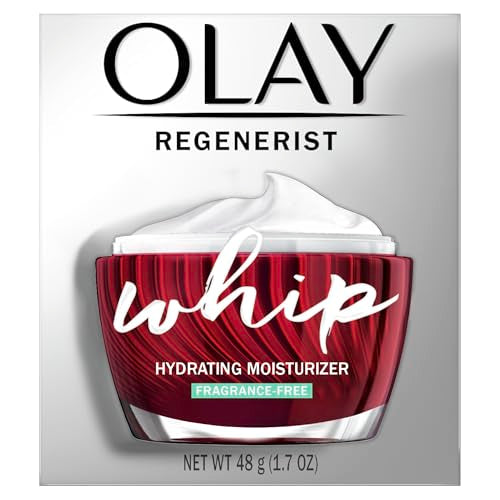 Olay Regenerist Whip luxury skincare routine, primer-like feel under makeup.