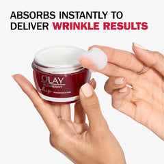 Olay Regenerist Whip texture close-up, cream-to-liquid transformation provides fast absorption.