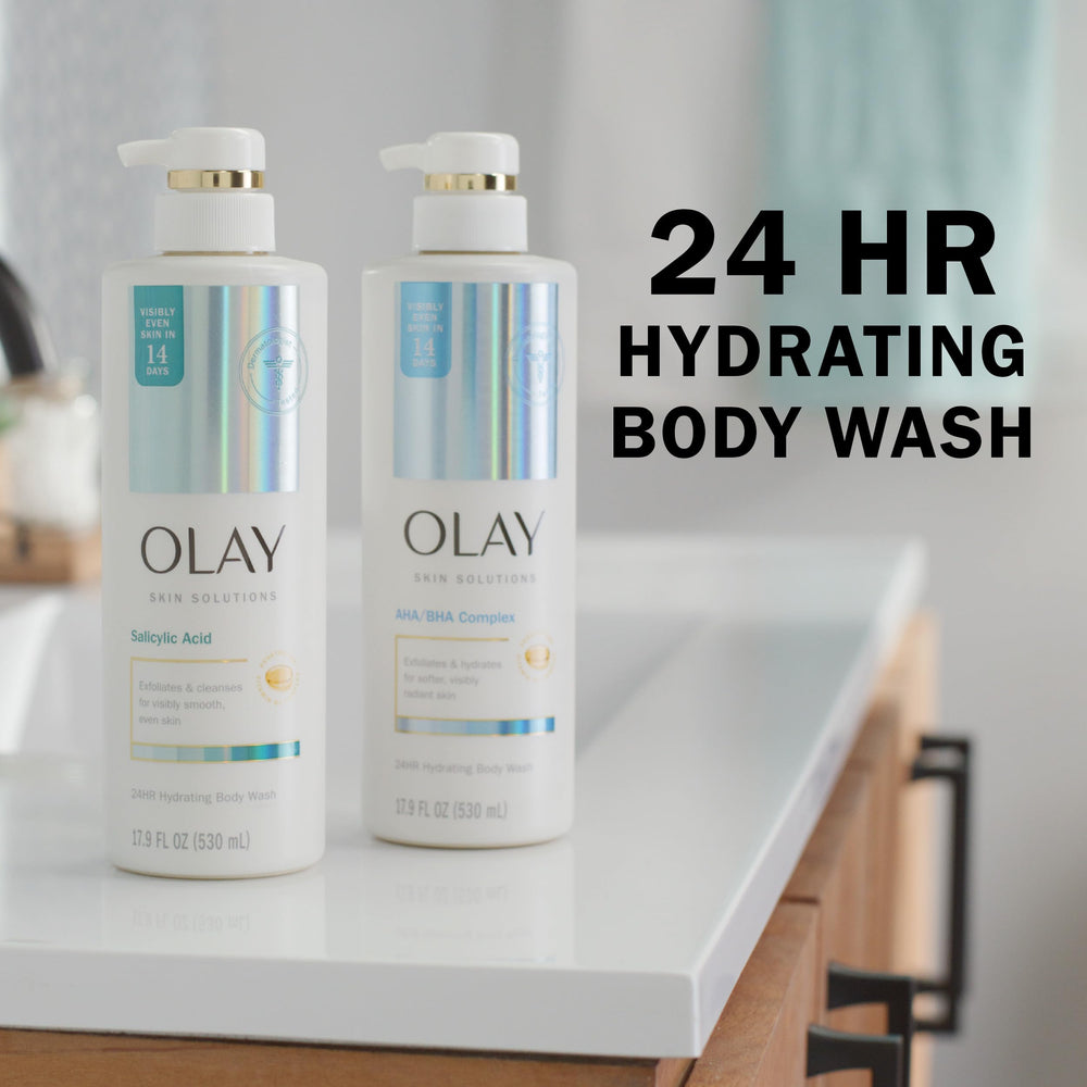 Close-up of the bottle label on Olay Skin Solutions.