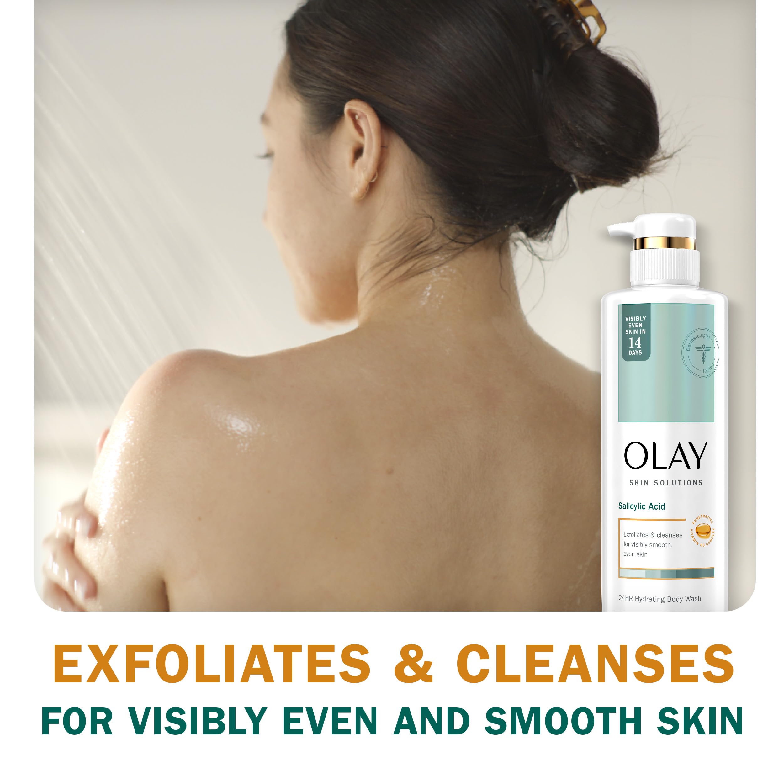 Pack of four 17.9 oz bottles of Olay Skin Solutions.