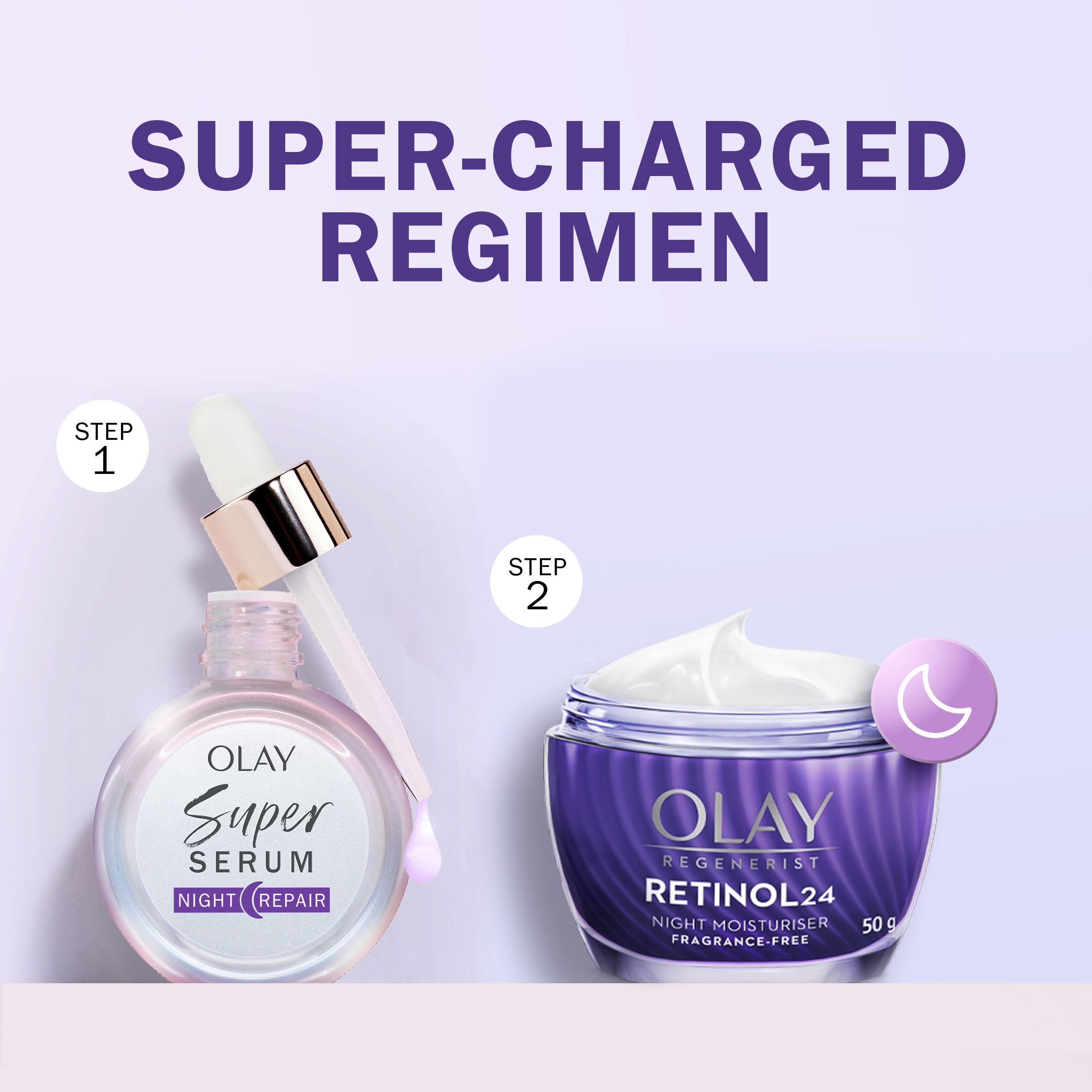 Olay fragrance-free icon highlighting lightweight night care and skin compatibility