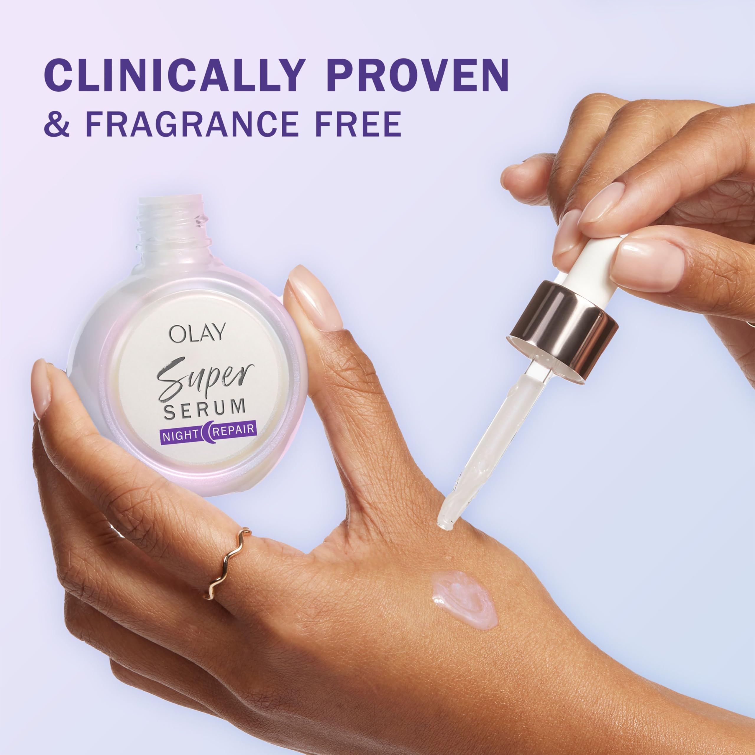 Olay fragrance-free formula swatch displaying creamy texture for comfortable wear