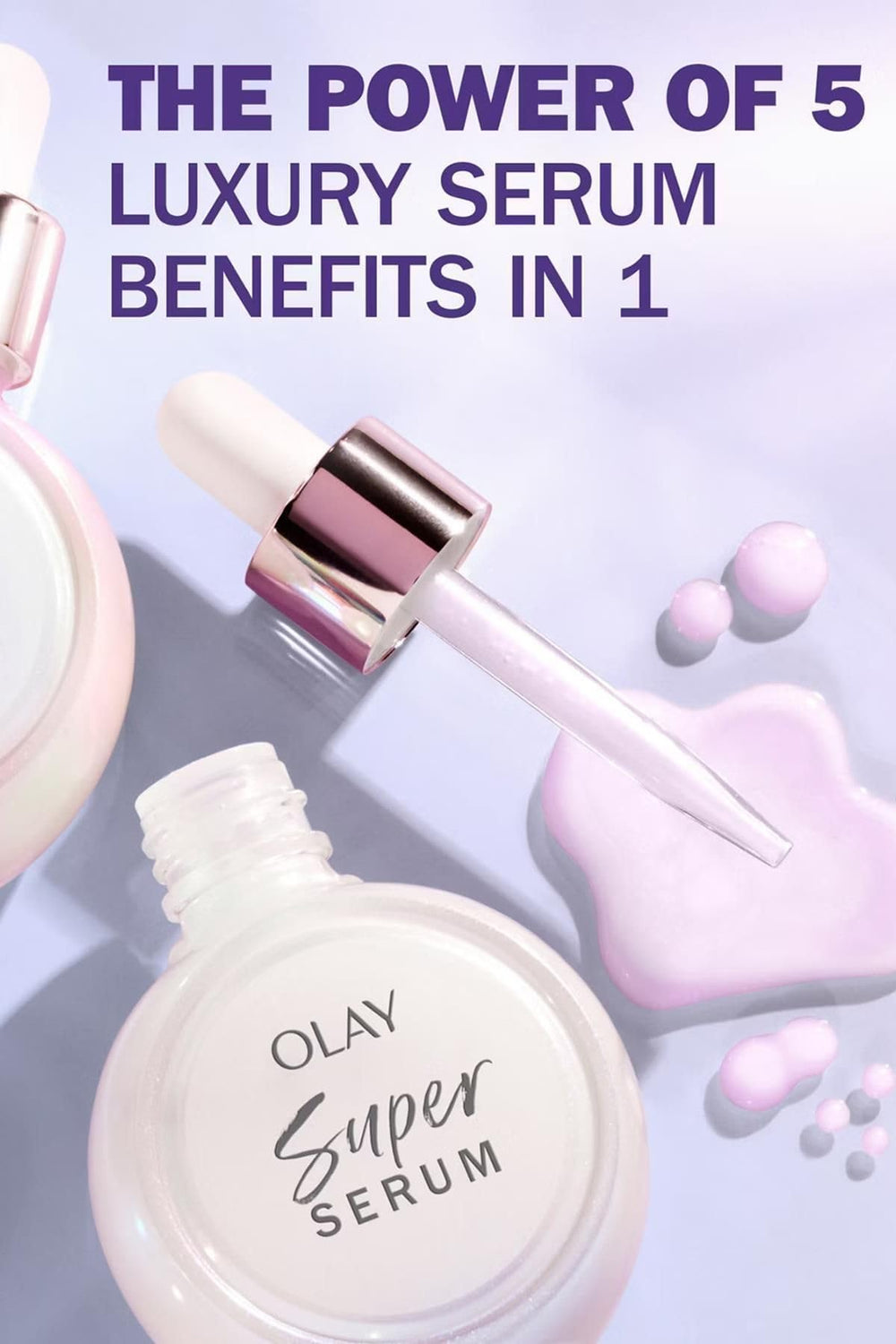 Flat-lay pack shot of Olay Super Serum Twin Pack with two bottles
