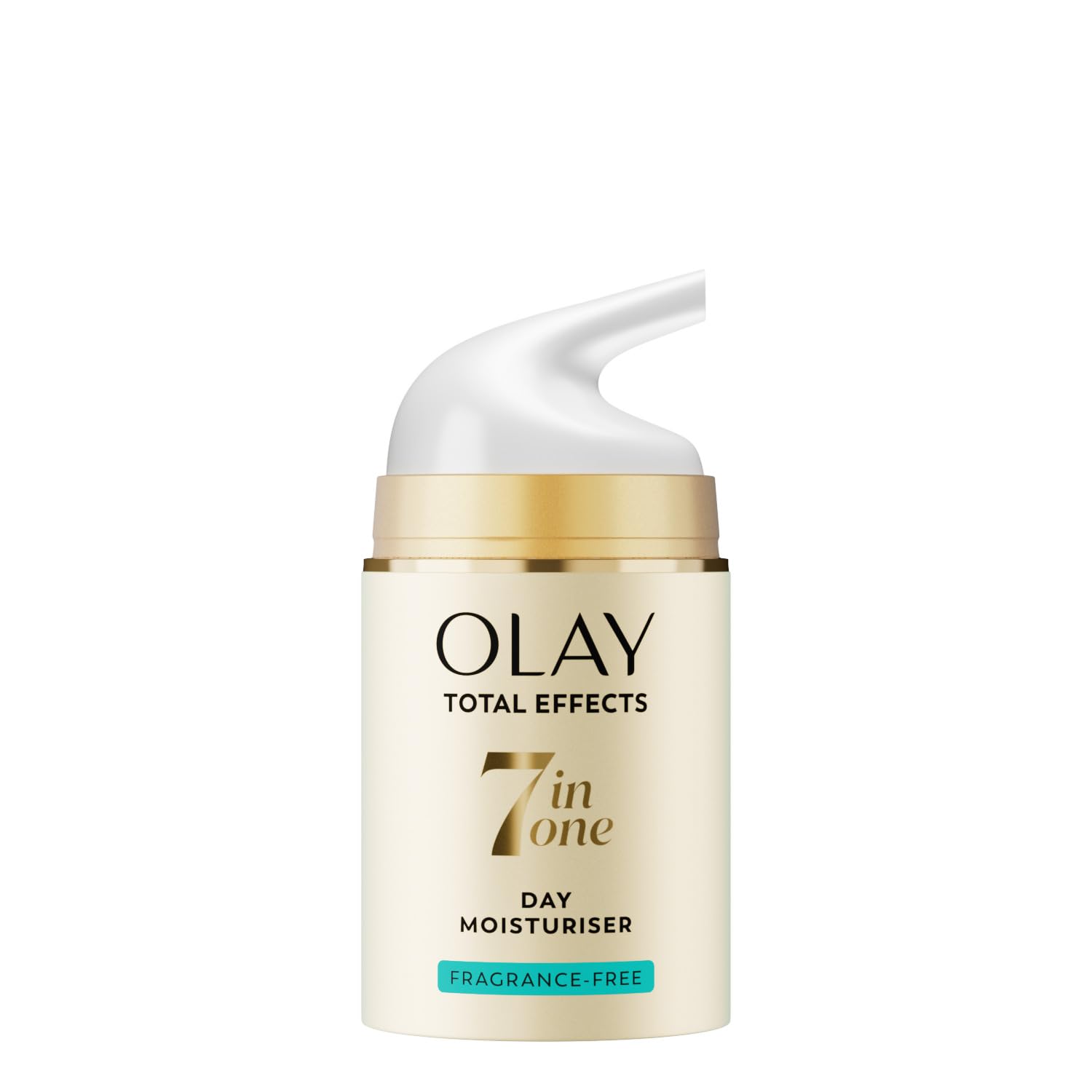 Olay Total Effects 7-in-1 moisturizer packaging highlights fragrance-free daily anti-age care.