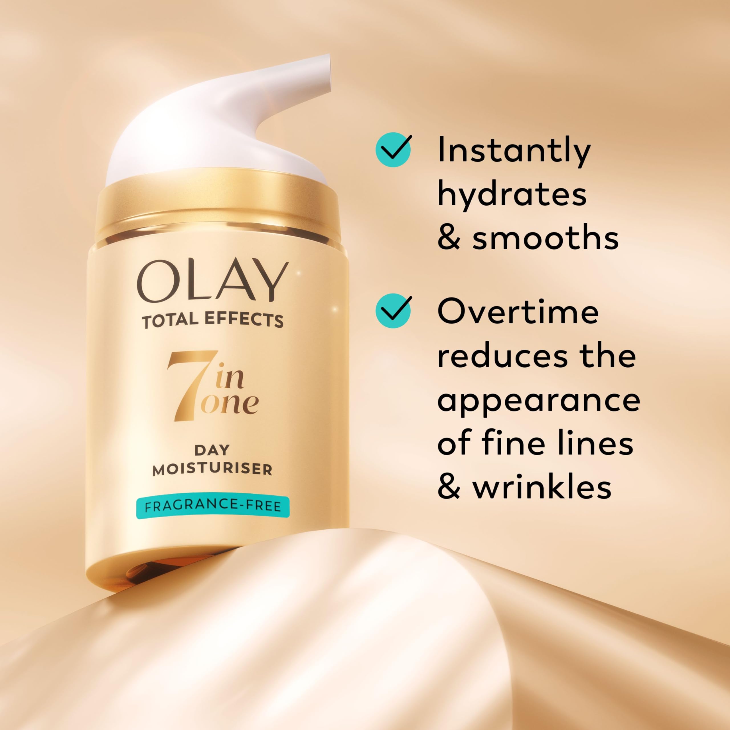 Olay Total Effects 7-in-1 texture sample shows smooth, lightweight daily moisturizer.