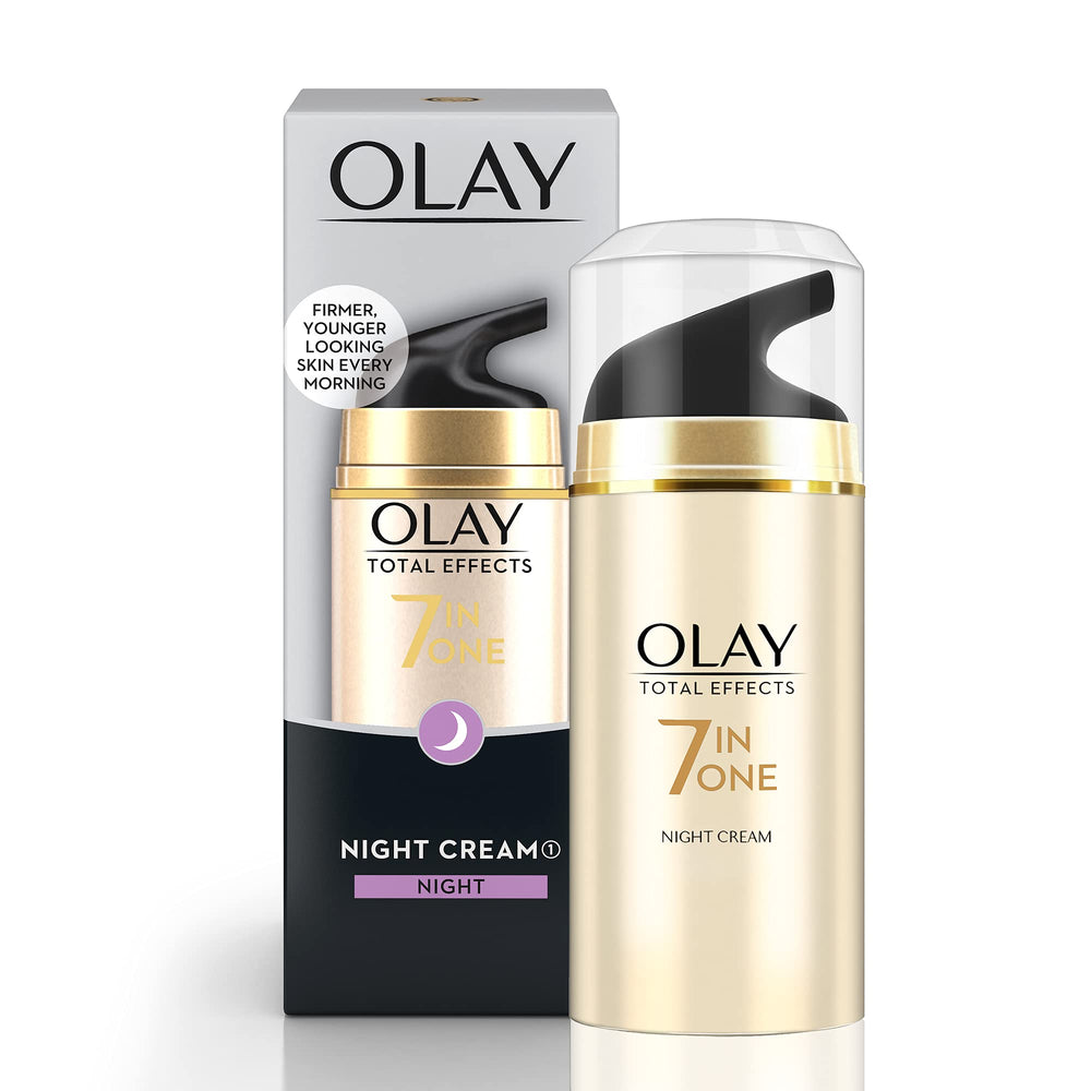 Olay Total Effects label closeup with vitamin rich complex supporting skin renewal.