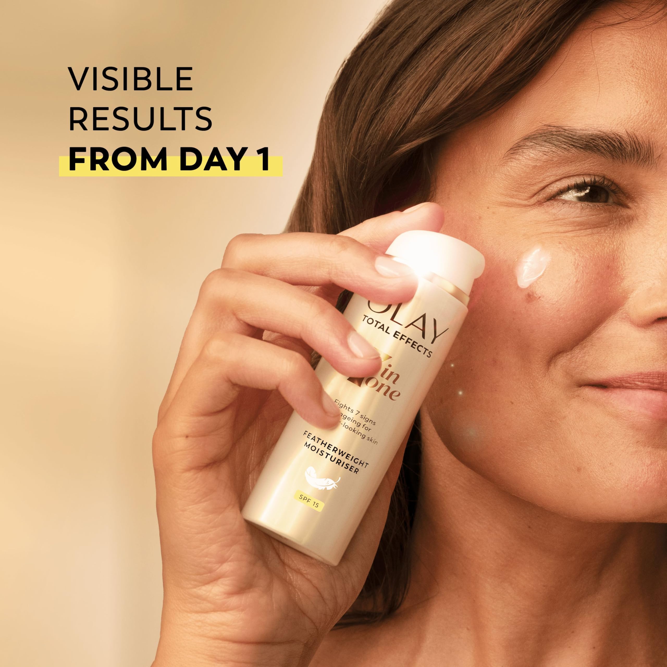 Olay Total Effects close-up texture shows creamy consistency ready for morning use.