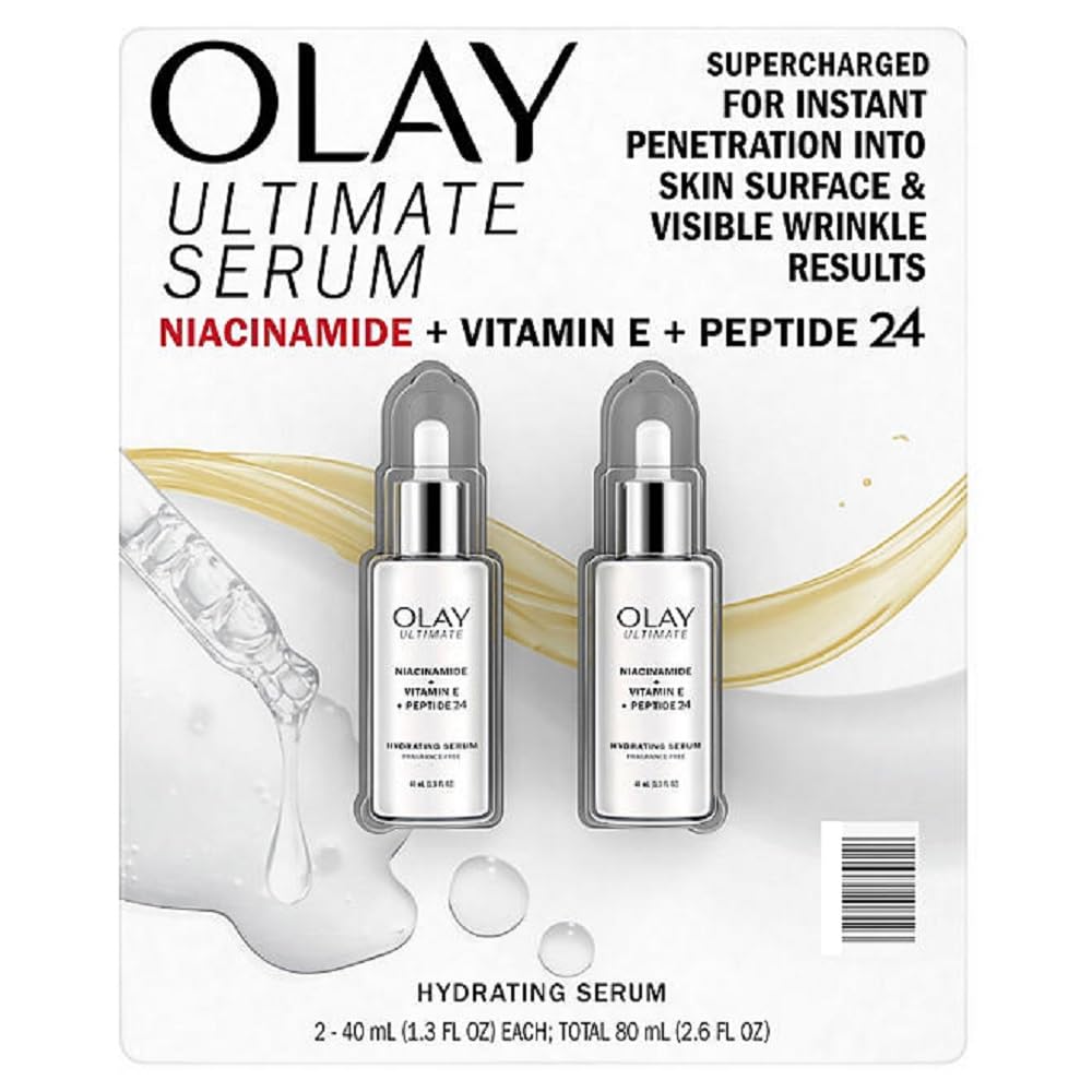 Olay Ultimate Niacinamide serum front view, fragrance-free hydration for daily use