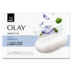 Olay Water Lily cleansing bar side view 16 pack for shared or travel use