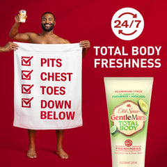Old Spice 24/7 Freshness cucumber avocado scent across the body.