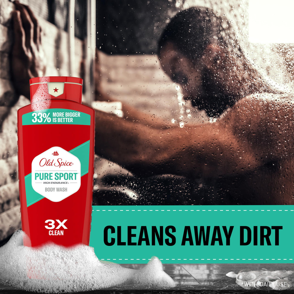 Old Spice 24-7 shower fresh foam ready for morning routines.
