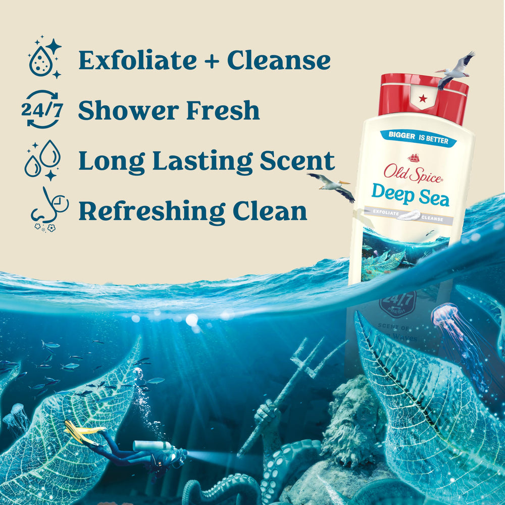 Old Spice 24/7 Shower Fresh close-up showing rich lather for cleansing.