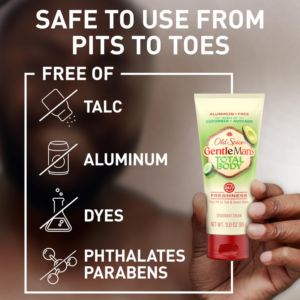 Old Spice Aluminum-free deodorant safe from pits to toes.