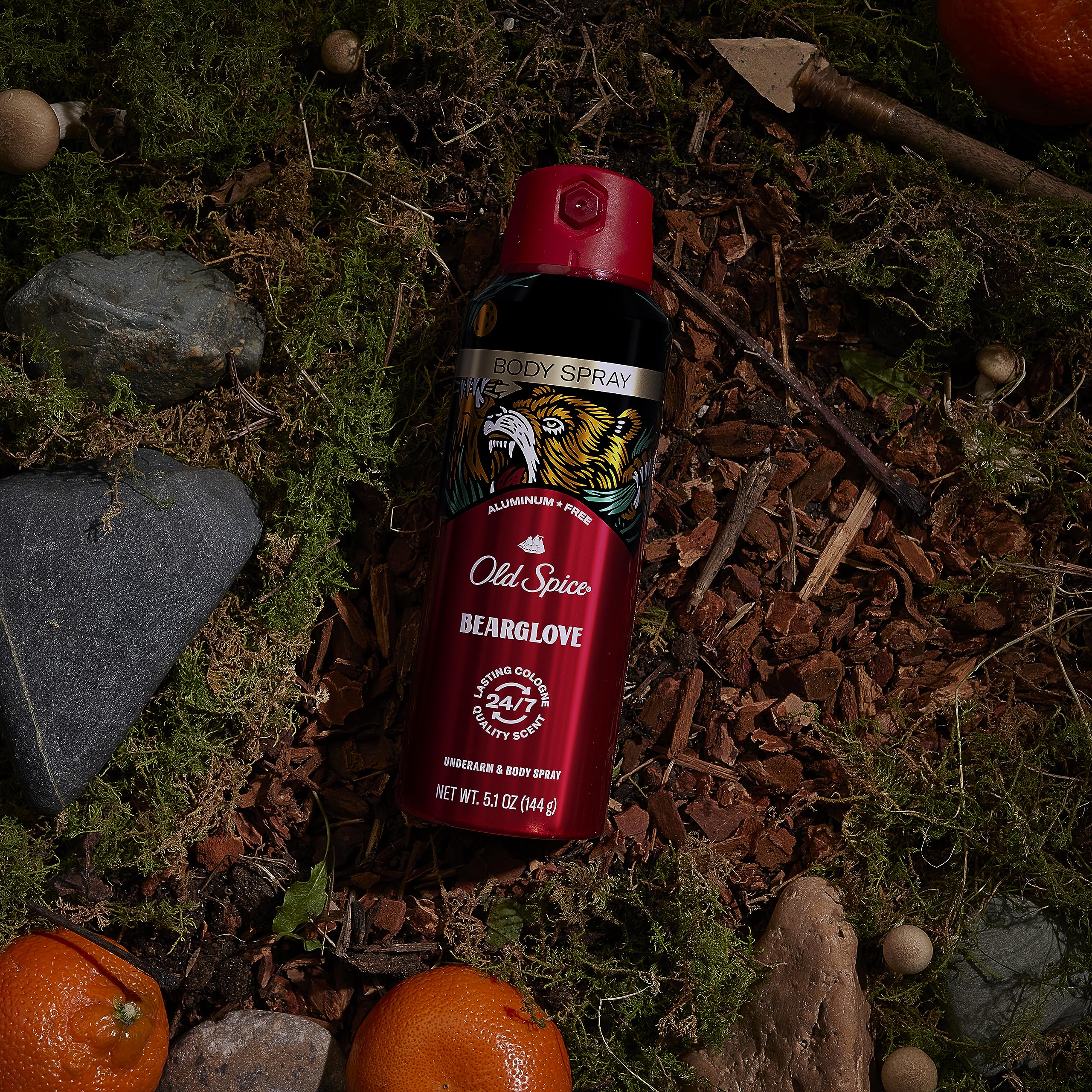 Old Spice Bearglove bottle side view showing design