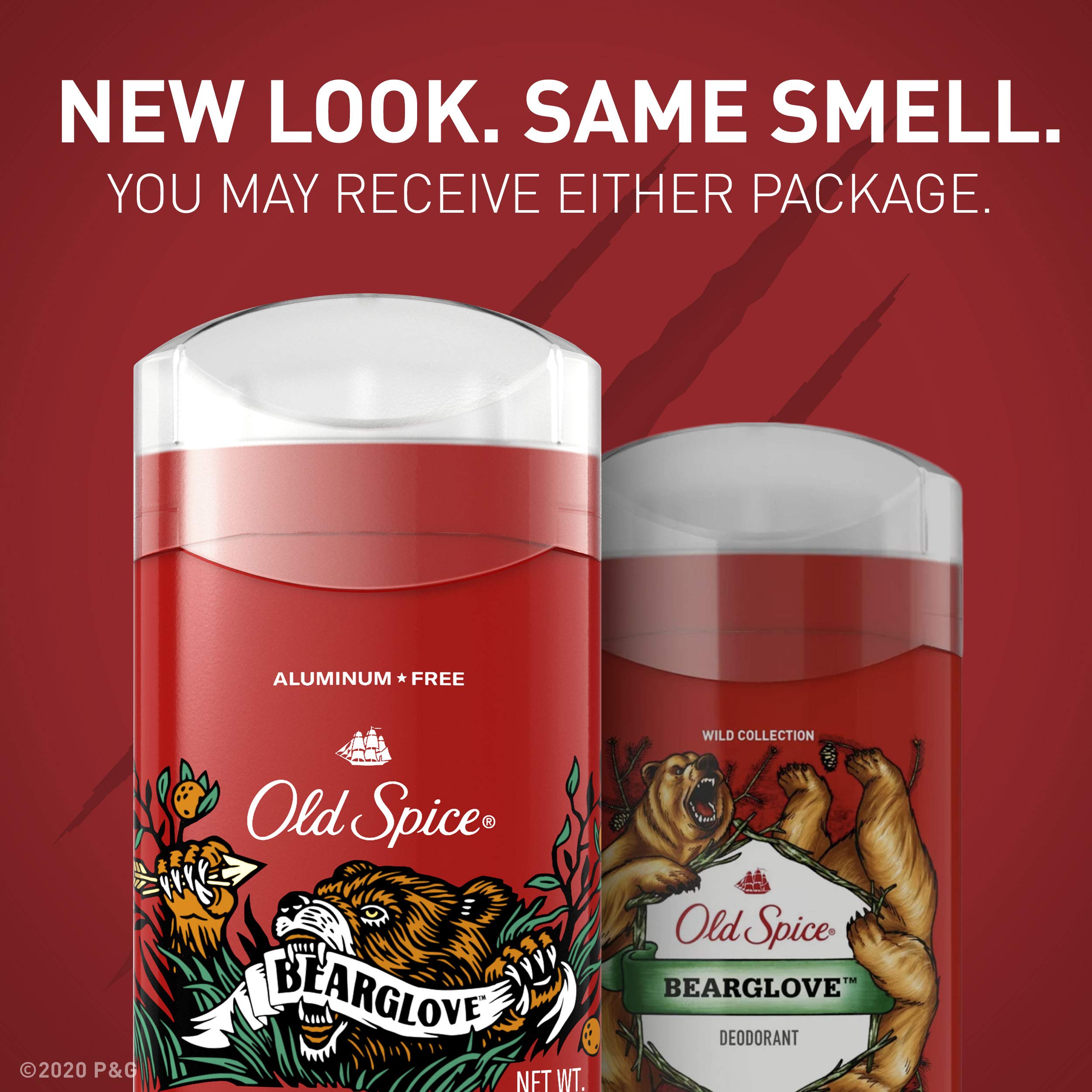 Old Spice Bearglove stick extended showing full length for lasting protection.
