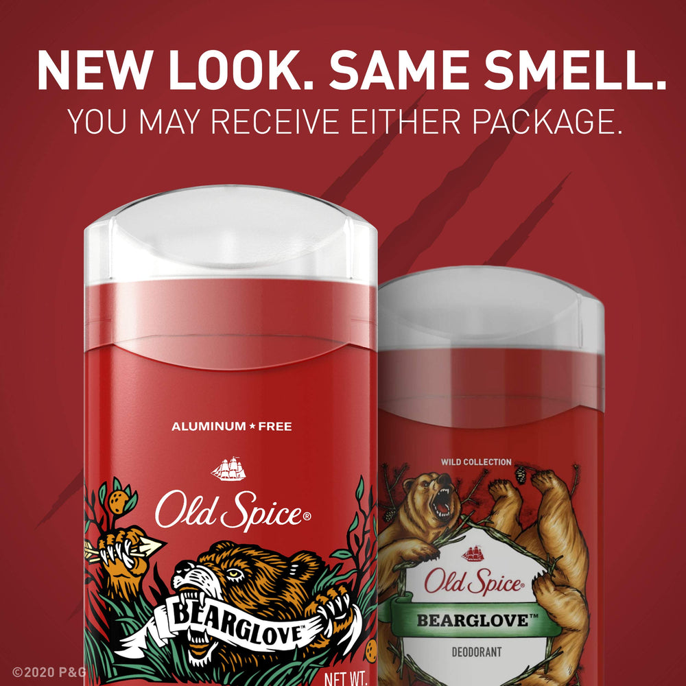 Old Spice Bearglove stick extended showing full length for lasting protection.