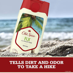 Old Spice Fiji body wash lather creating island vibes for a clean start.