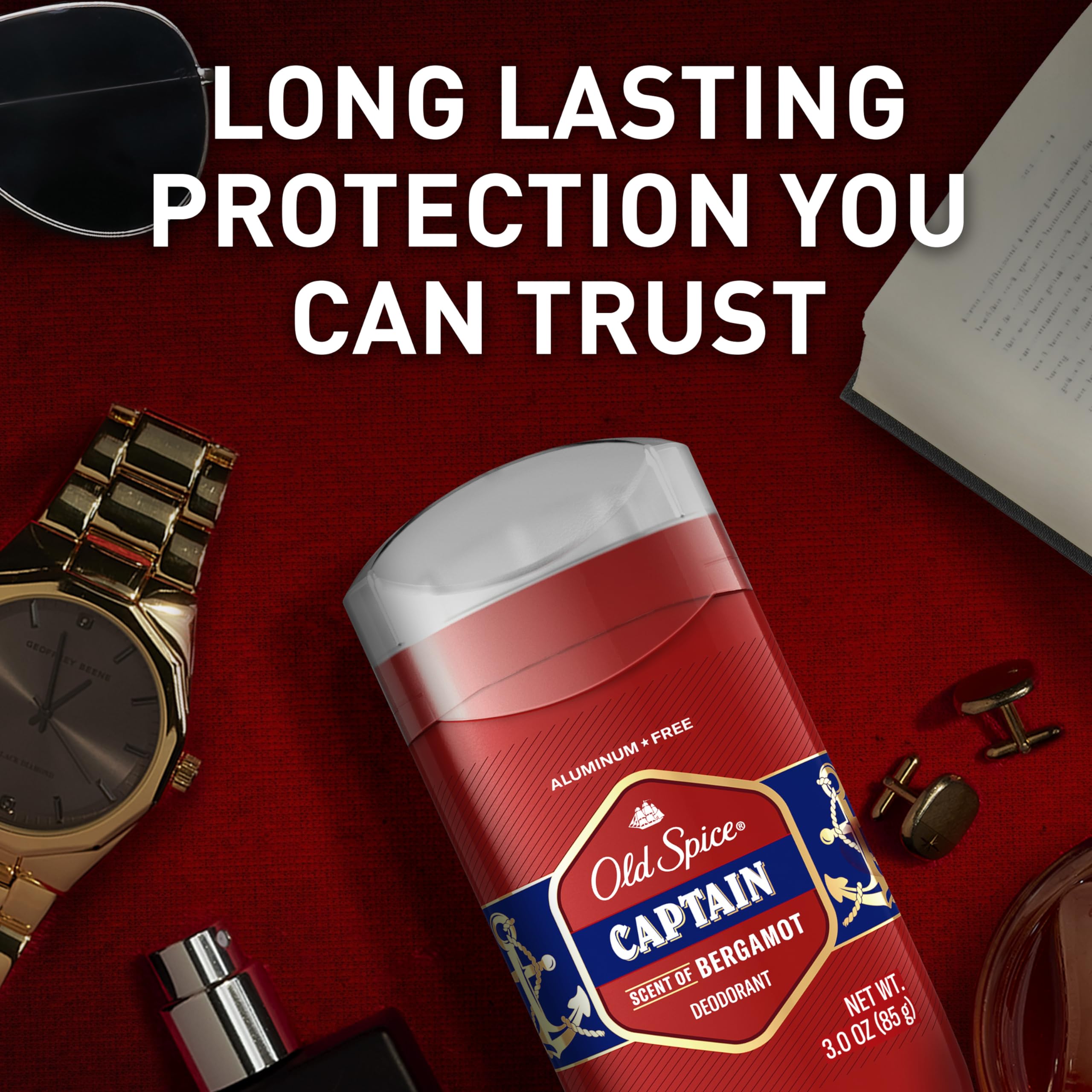 Old Spice Captain Bergamot deodorant application demonstrating smooth, even coverage