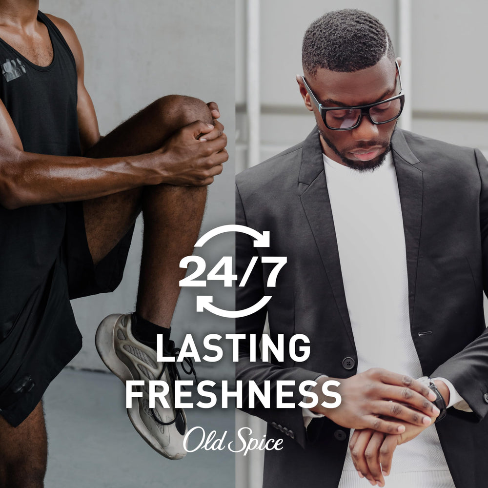 Old Spice Captain deodorant 24-7 odor protection communicates all-day confidence.