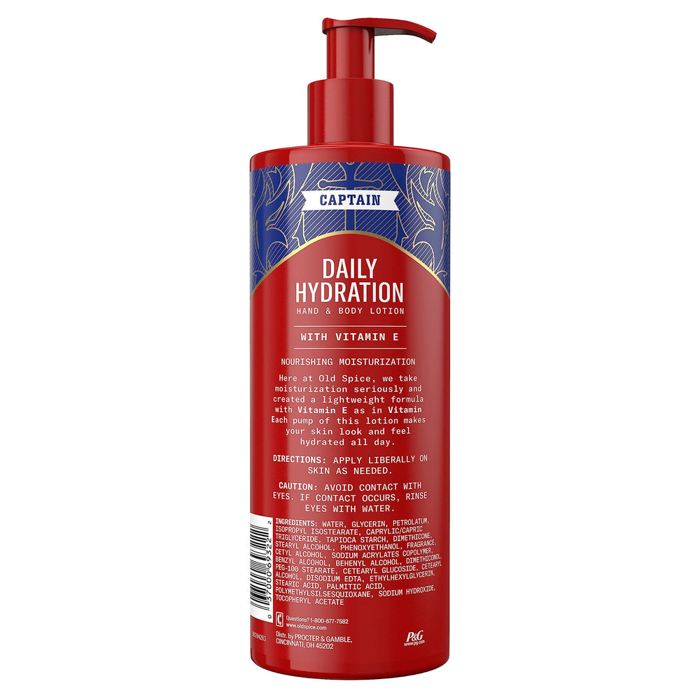 Old Spice Captain scent bottle-front showcases vitamin E aroma.