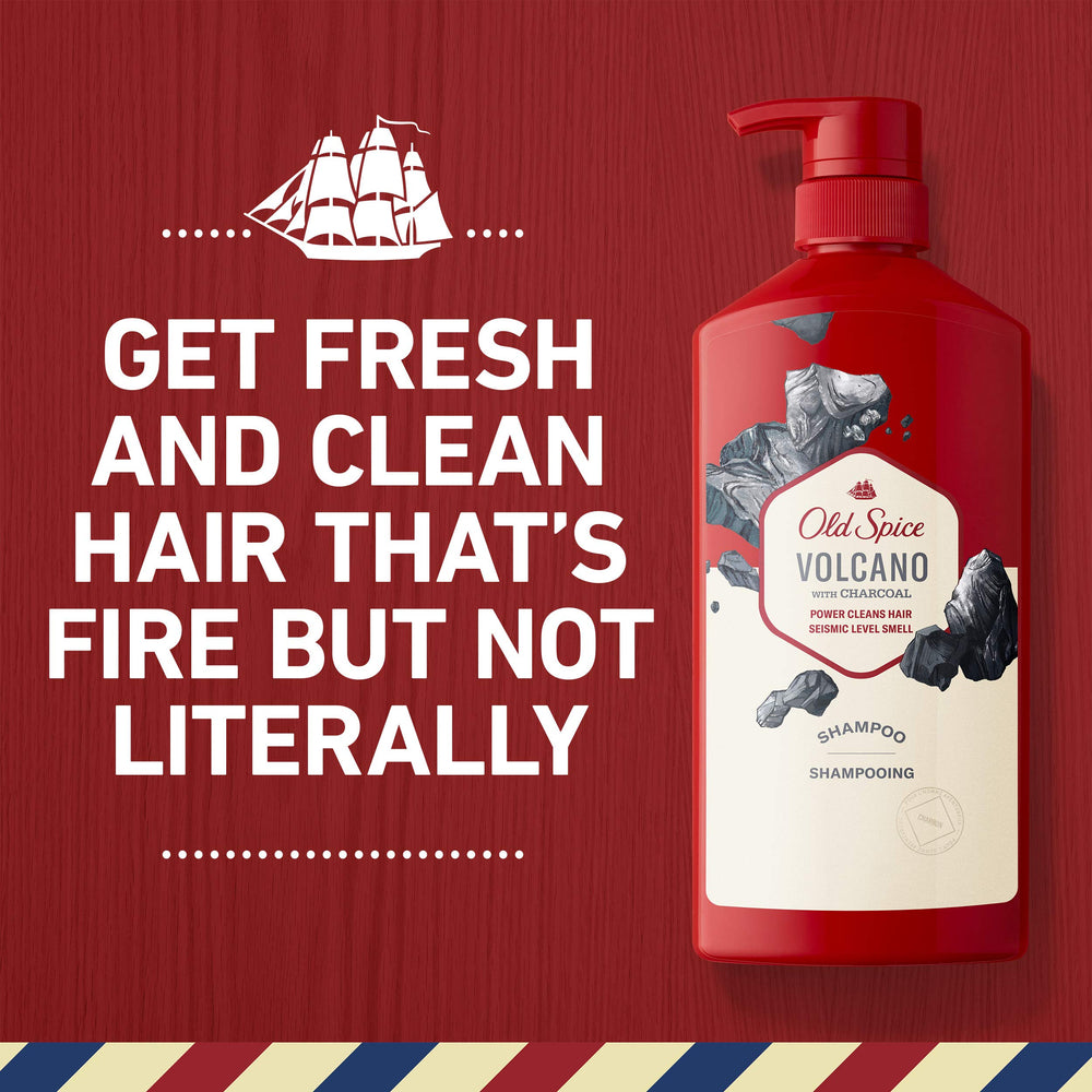 Old Spice Charcoal Shampoo creates lasting hair freshness and clean scent.