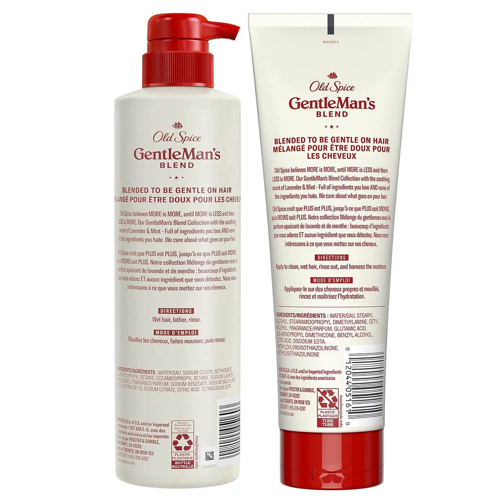 Old Spice conditioner on hand hints moisturizing benefits without weighing hair down.