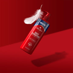 Old Spice label-front view highlights modern hydrating lotion.