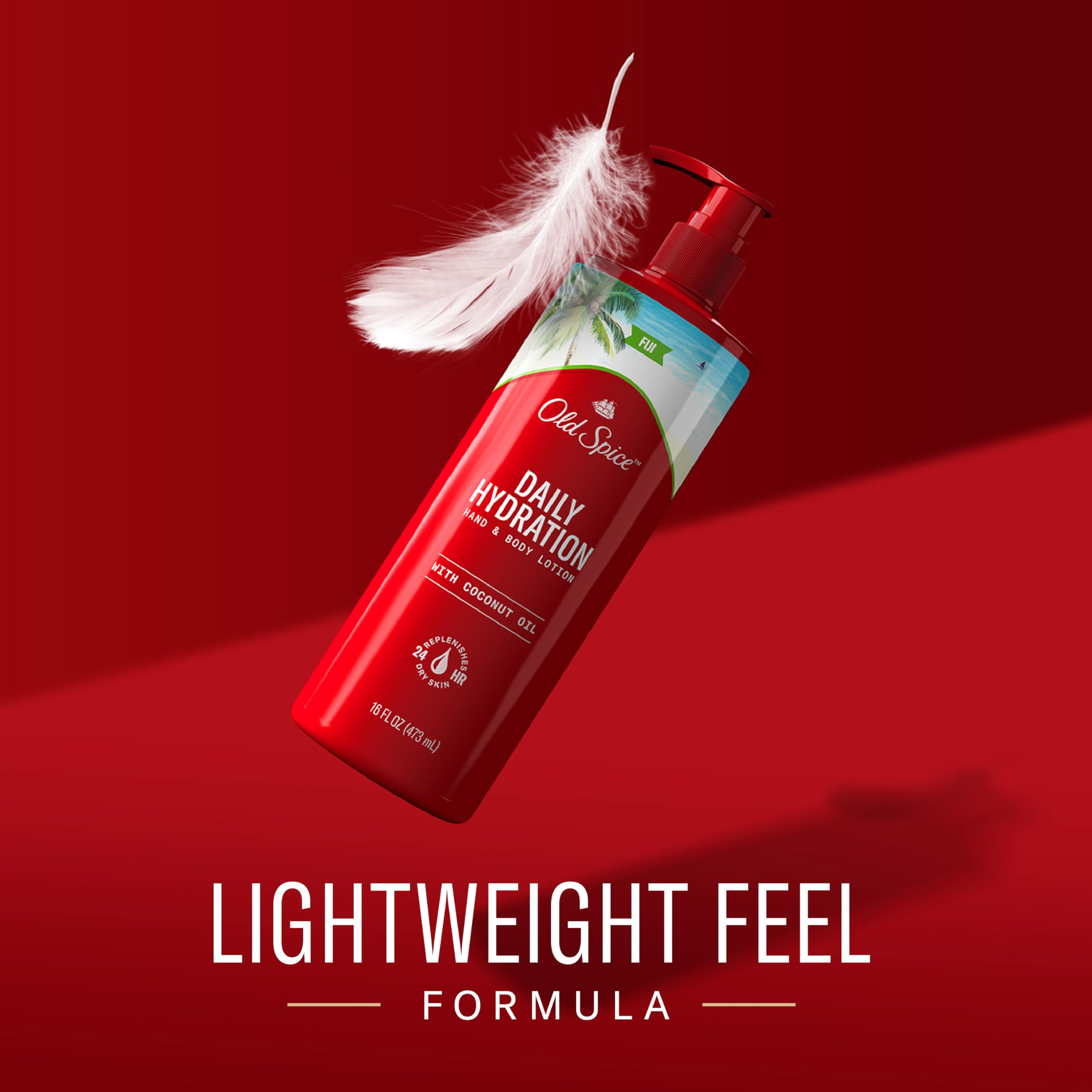 Old Spice Daily Hydration Lotion texture—creamy coconut oil conditioning for smoother skin.