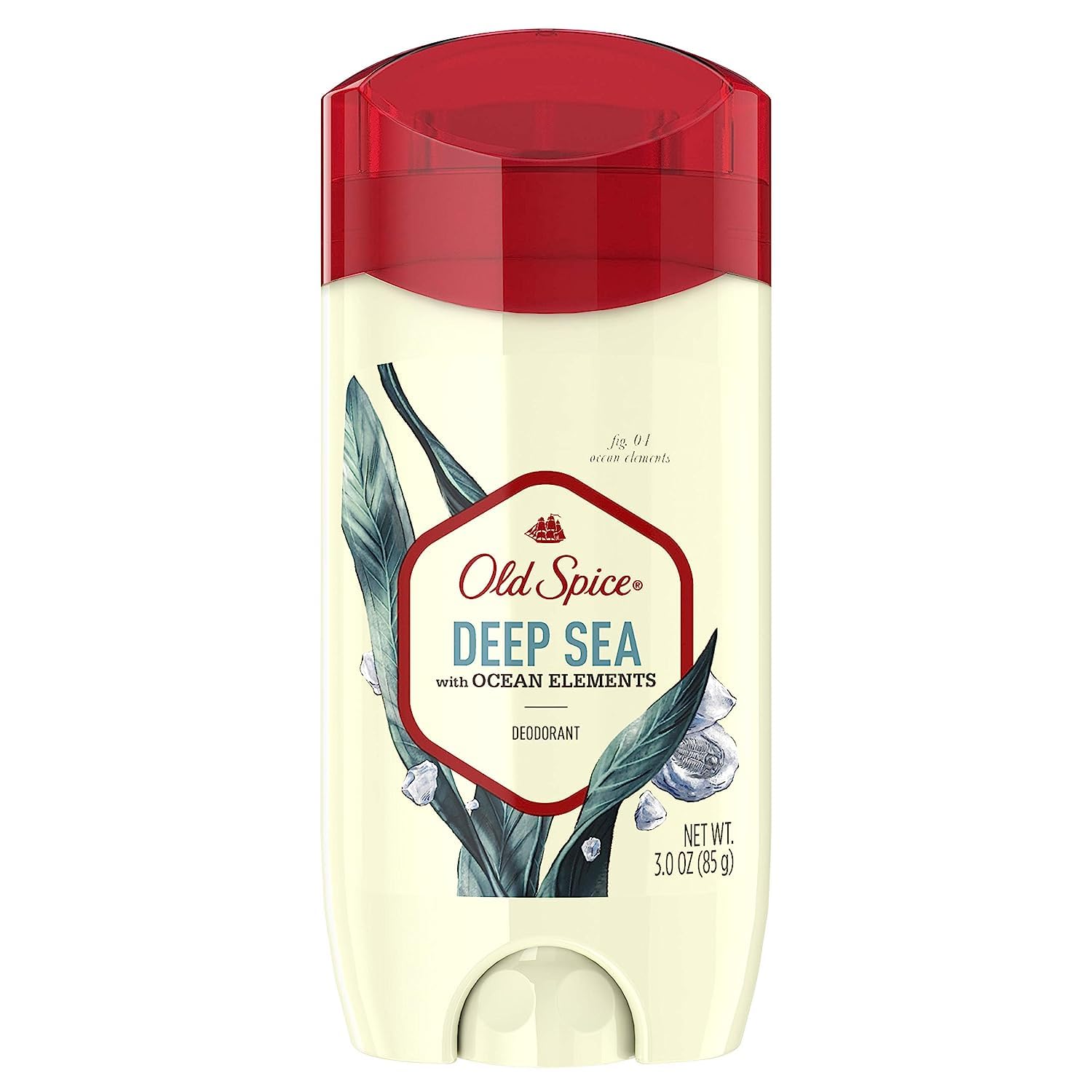 Old Spice Deep Sea bottle top view highlighting ocean-inspired scent for daily freshness.