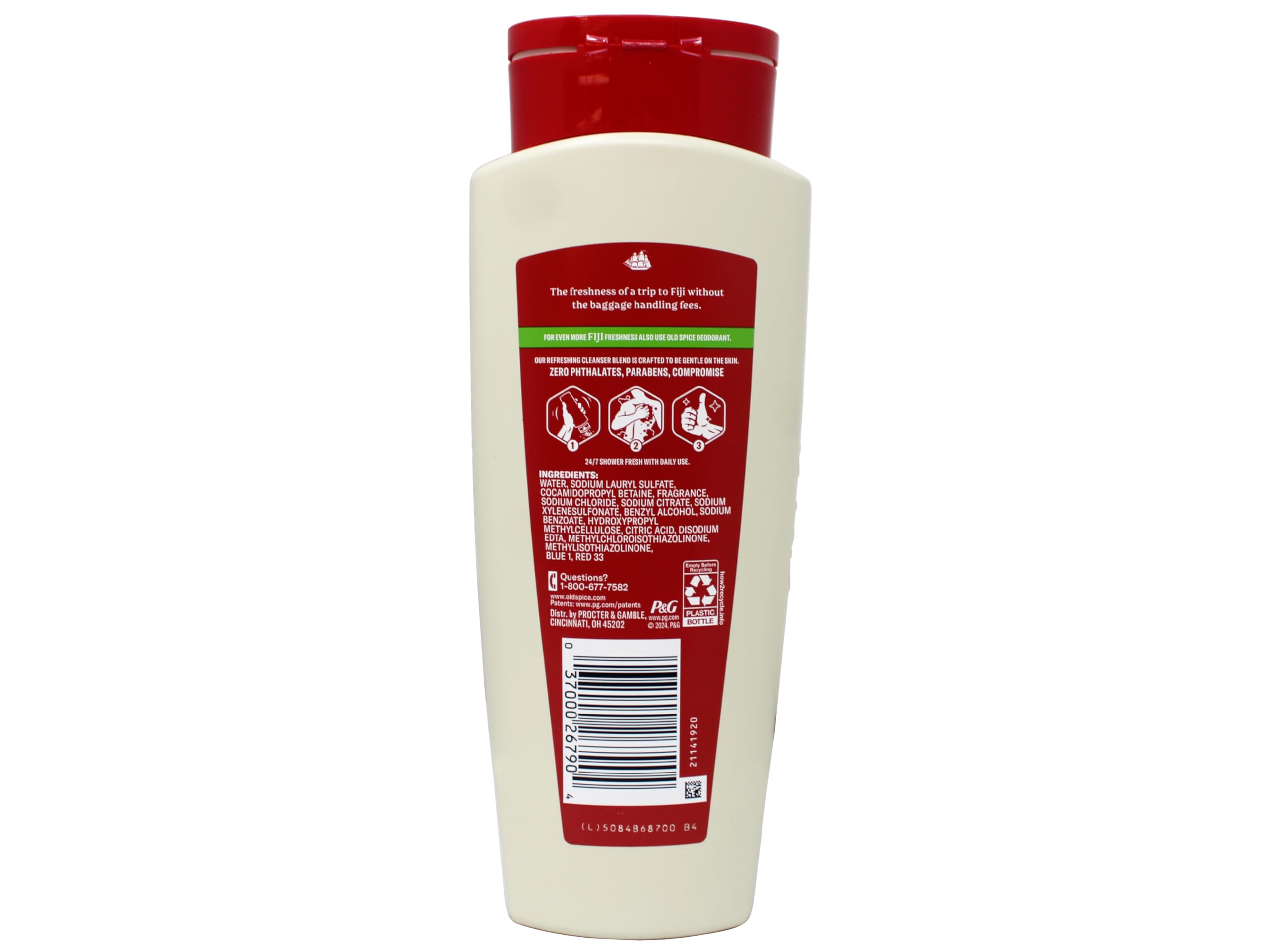 Sun-kissed beach scene with Old Spice Fiji hints at tropical escape during showers.
