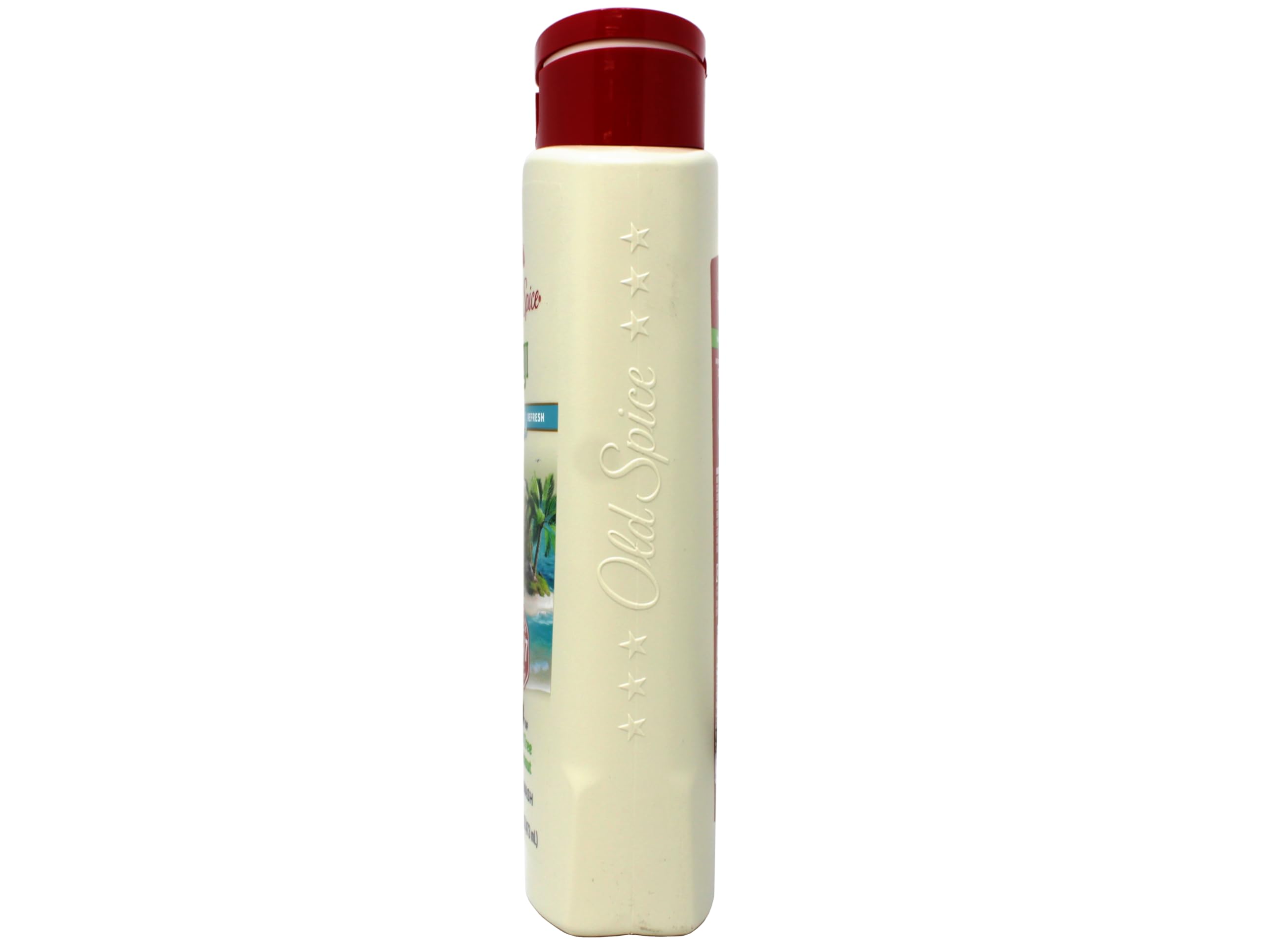 Old Spice Fiji body wash front bottle showcasing tropical fragrance.