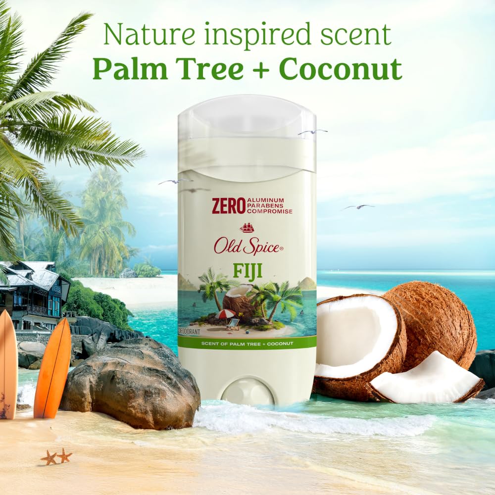 Old Spice Fiji Coconut scent swirl indicating tropical freshness
