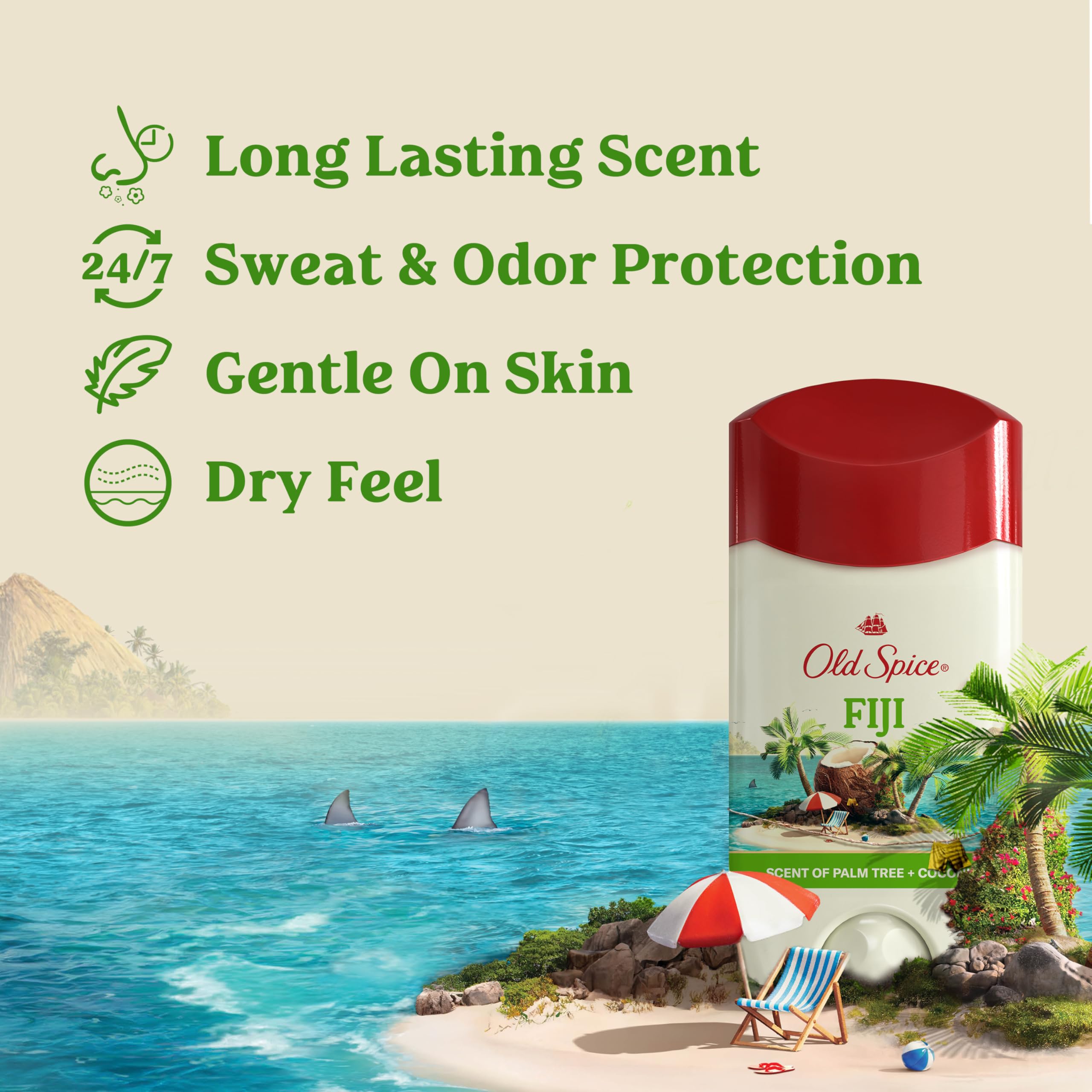 Old Spice Fiji pack of 3 antiperspirants ready for travel and rotation.