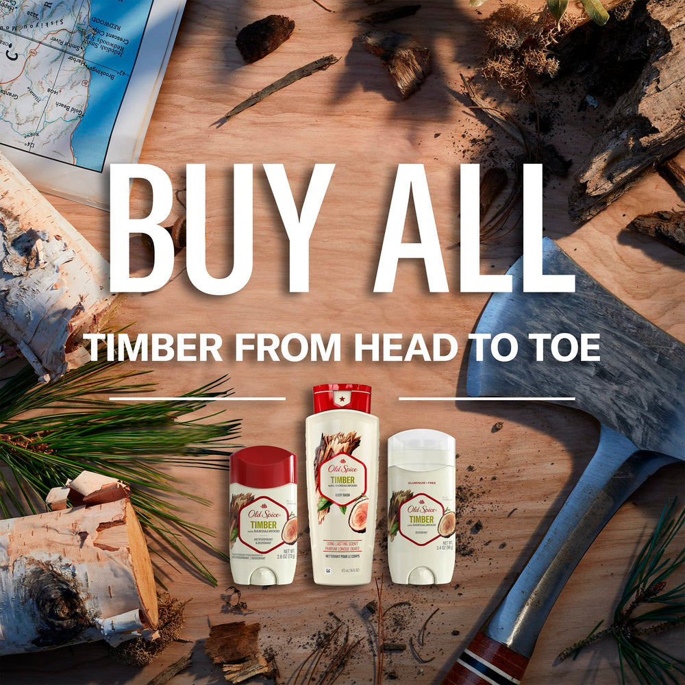 Old Spice Fresher Timber application shot illustrating easy swipe-on use for day-long aroma