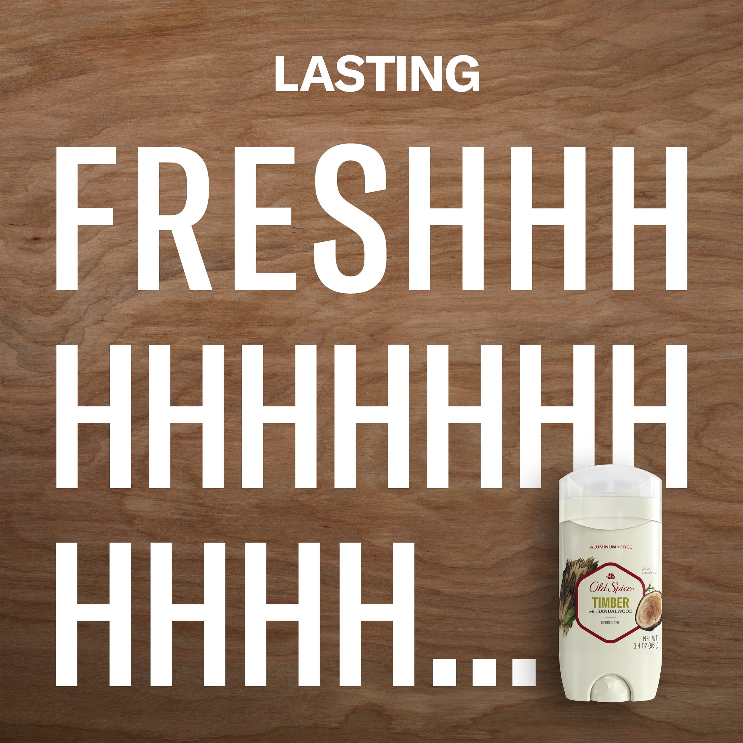 Old Spice Fresher Timber product shot conveying rugged outdoorsy vibe with clean confidence