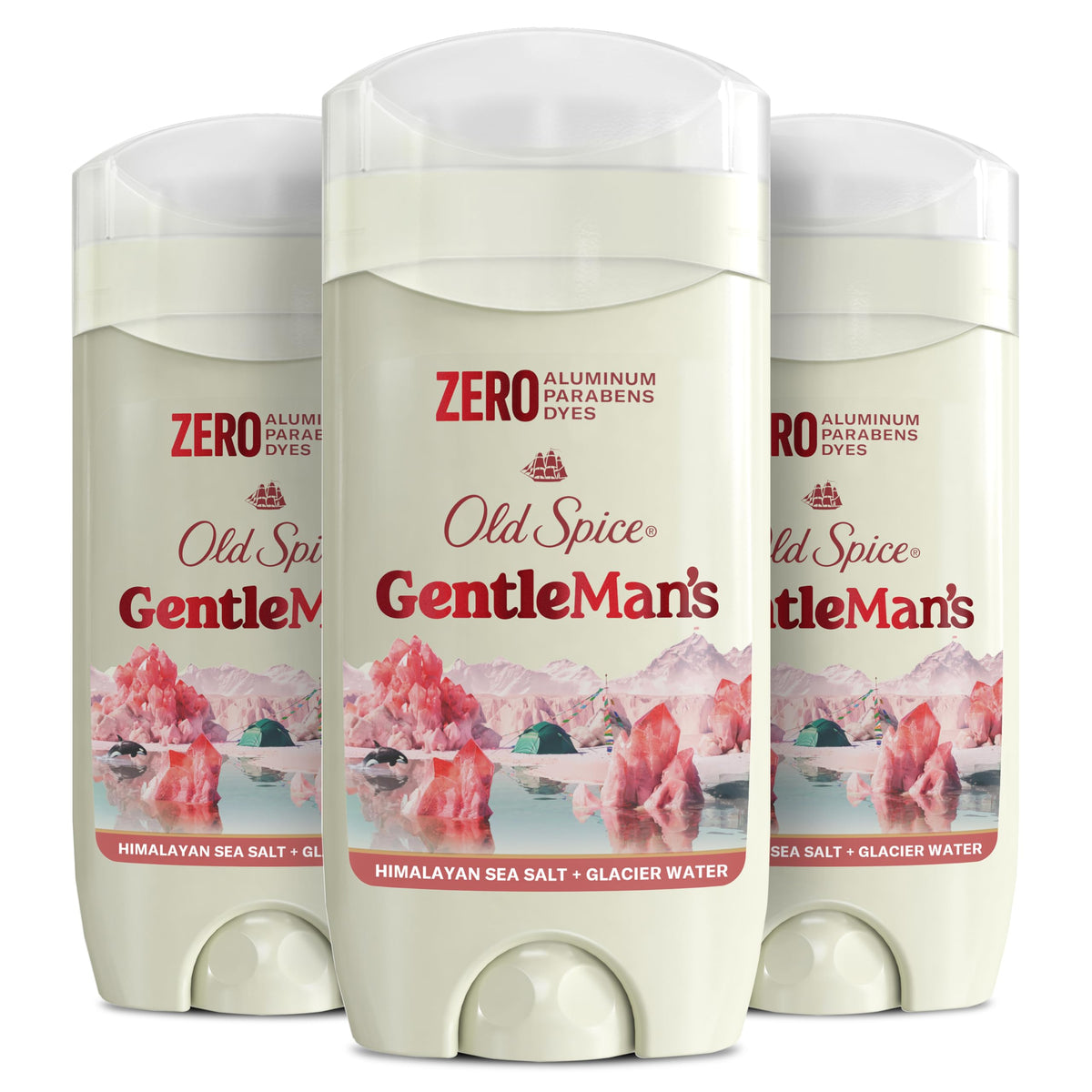 Old Spice GentleMan's Deodorant bottle close-up with crisp Himalayan Sea Salt scent