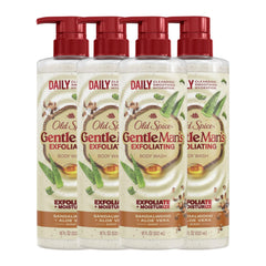 Old Spice GentleMan's Collection exfoliating body wash bottle with sandalwood scent for daily exfoliation.