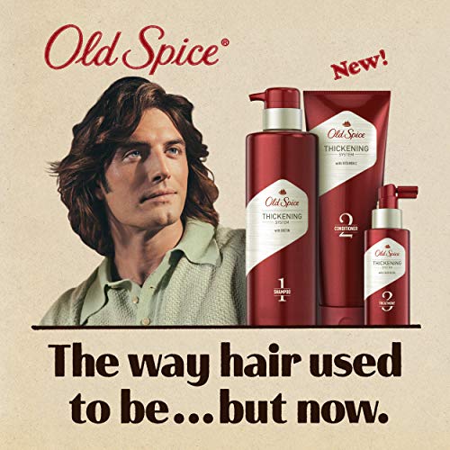 Preview of Old Spice hair care system bottle lineup for grooming routines.