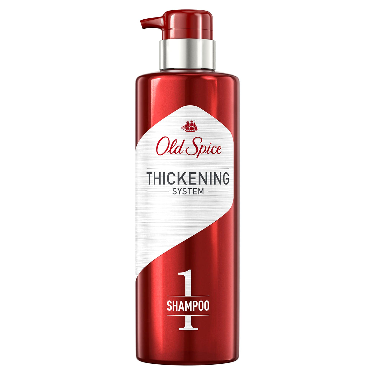 Old Spice Hair Thickening Shampoo bottle ready for daily use to support fullness.