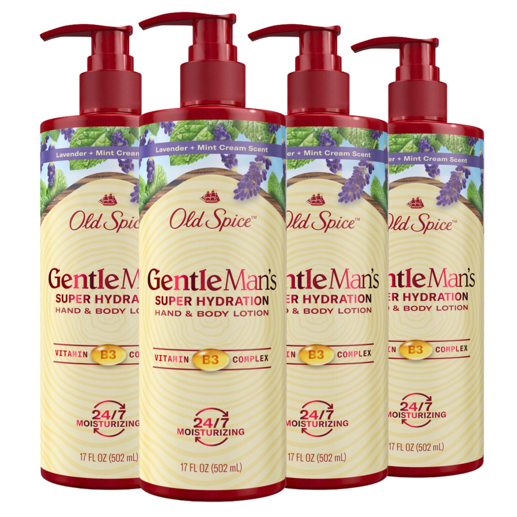 Old Spice Hand and Body Lotion Lavender Mint Cream front view for daily hydration.