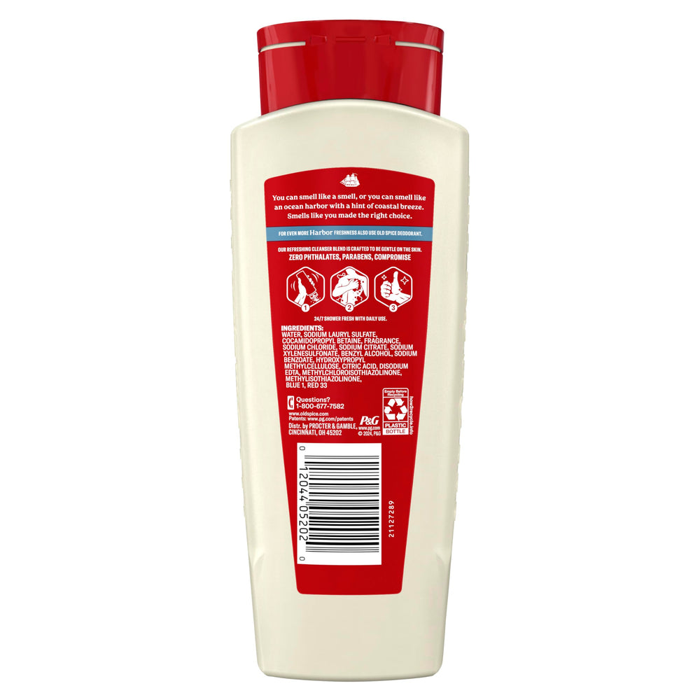 Old Spice Harbor Breeze driftwood-scent illustration reinforces coastal vibe.