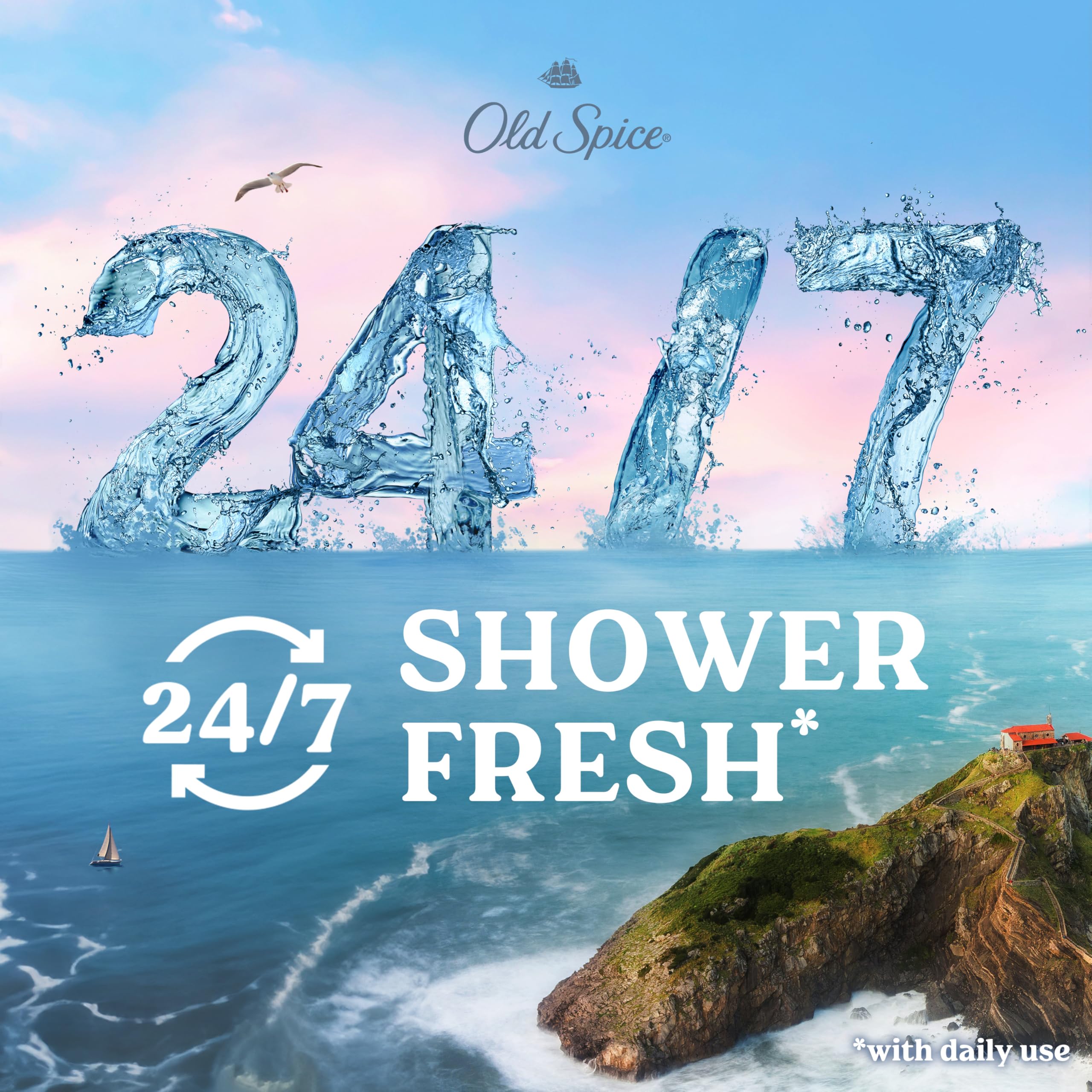Old Spice Harbor Breeze lather-foam demonstrates rich cleansing foam.
