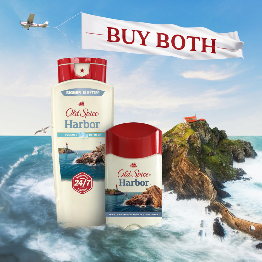 Old Spice Harbor deodorant bundle demonstrating everyday use.