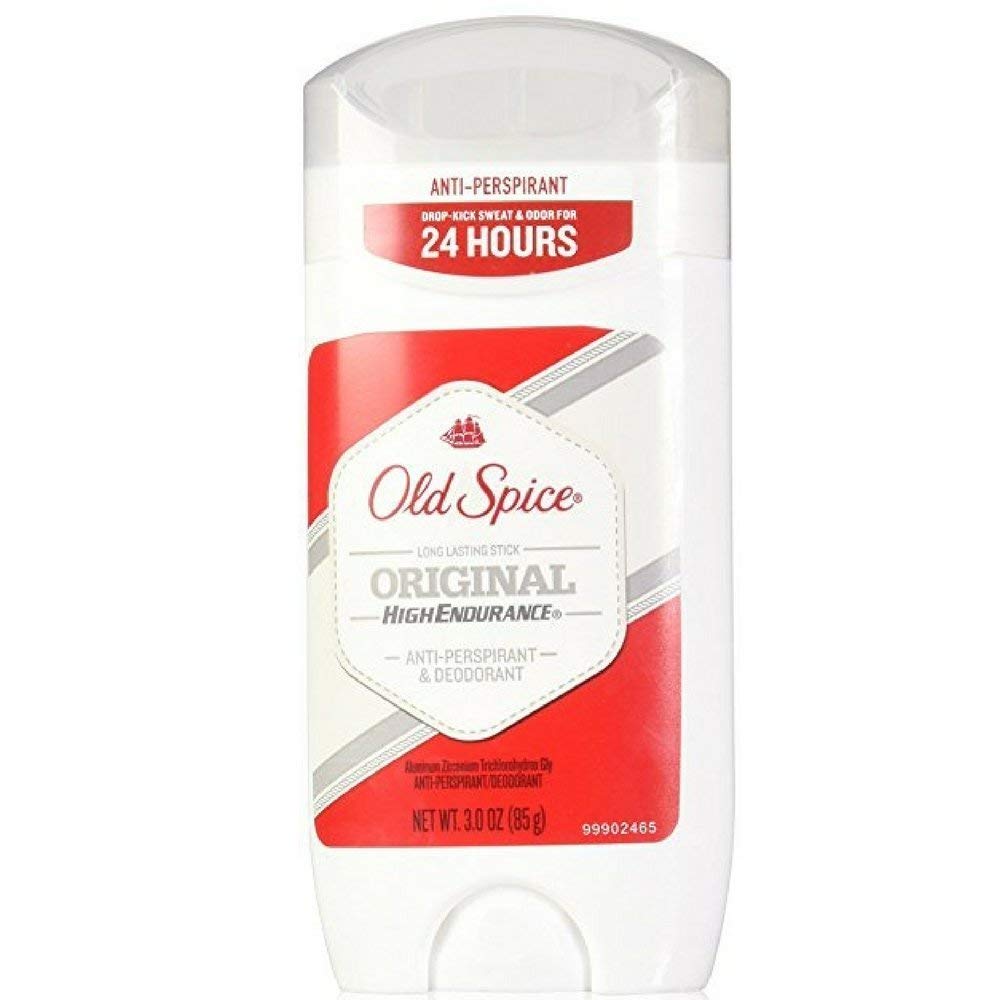 Old Spice High Endurance Original bottle; invisible solid for long-lasting sweat and odor protection.
