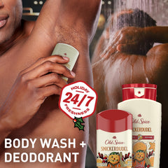 Old Spice Holidudes Jacked Frost bottle, minty freshness for daily wash.